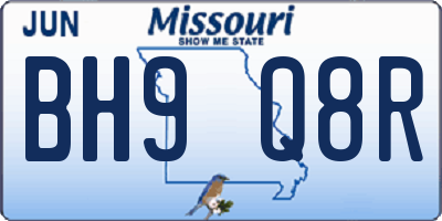 MO license plate BH9Q8R