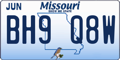 MO license plate BH9Q8W