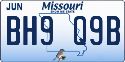 MO license plate BH9Q9B
