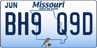 MO license plate BH9Q9D