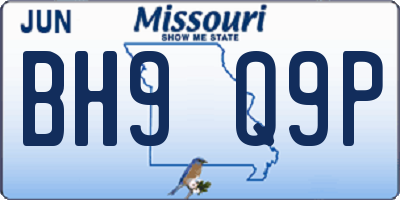 MO license plate BH9Q9P
