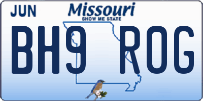 MO license plate BH9R0G