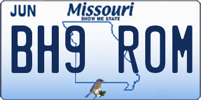 MO license plate BH9R0M