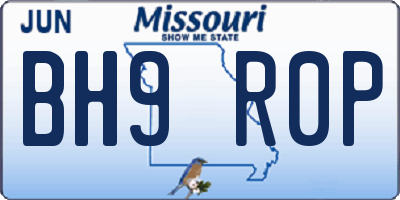 MO license plate BH9R0P