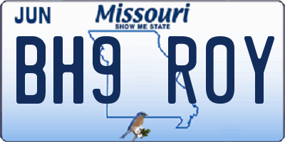 MO license plate BH9R0Y