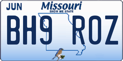 MO license plate BH9R0Z