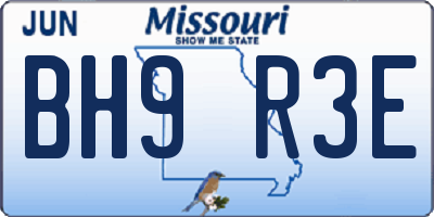 MO license plate BH9R3E