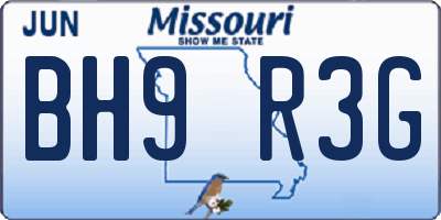 MO license plate BH9R3G