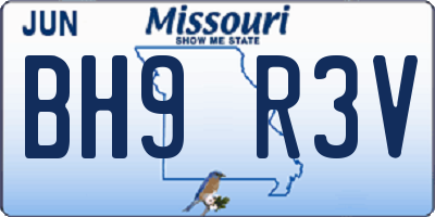 MO license plate BH9R3V
