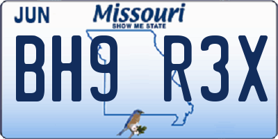 MO license plate BH9R3X