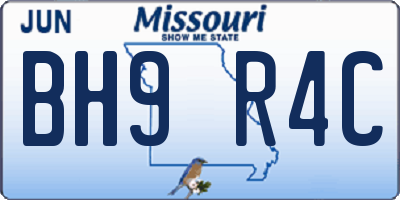 MO license plate BH9R4C