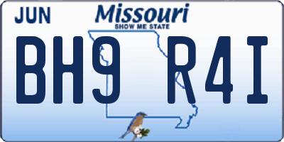 MO license plate BH9R4I