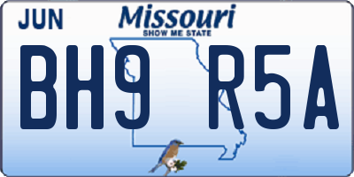 MO license plate BH9R5A