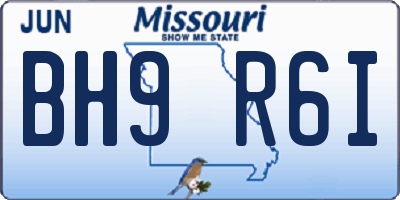 MO license plate BH9R6I