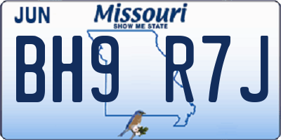 MO license plate BH9R7J