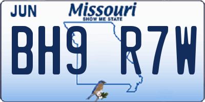 MO license plate BH9R7W