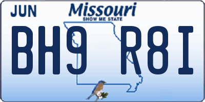 MO license plate BH9R8I