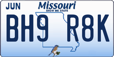 MO license plate BH9R8K