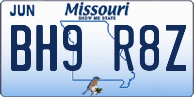 MO license plate BH9R8Z