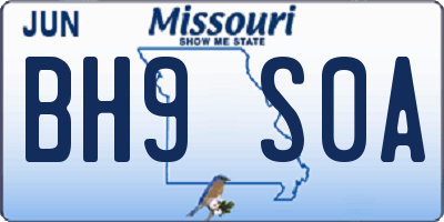 MO license plate BH9S0A