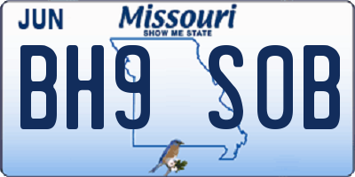MO license plate BH9S0B