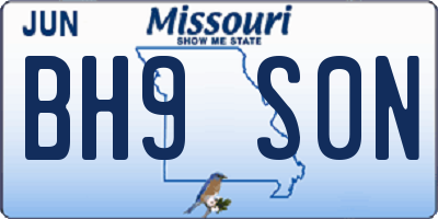 MO license plate BH9S0N