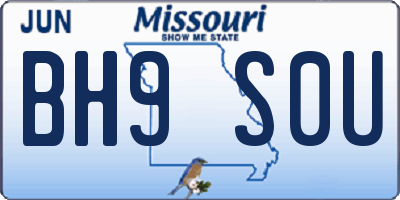 MO license plate BH9S0U