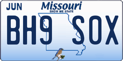 MO license plate BH9S0X