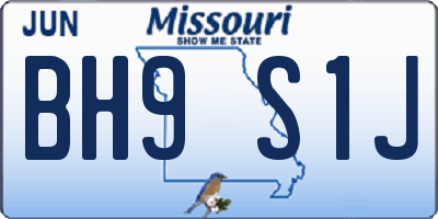 MO license plate BH9S1J