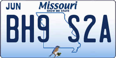 MO license plate BH9S2A