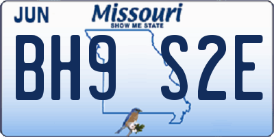 MO license plate BH9S2E
