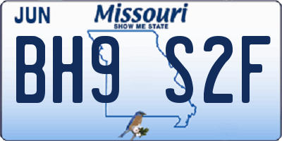 MO license plate BH9S2F