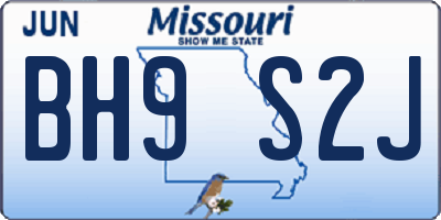MO license plate BH9S2J