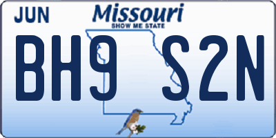 MO license plate BH9S2N
