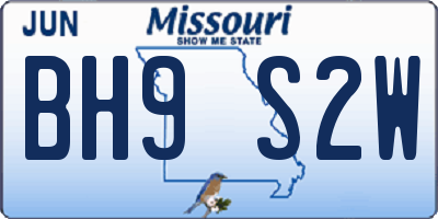 MO license plate BH9S2W