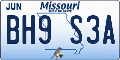 MO license plate BH9S3A
