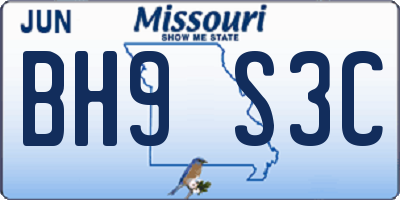 MO license plate BH9S3C