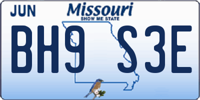MO license plate BH9S3E
