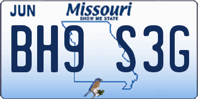 MO license plate BH9S3G