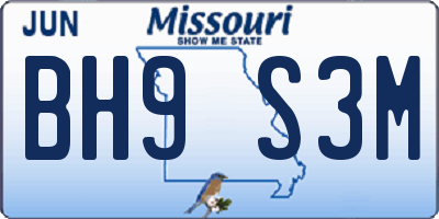 MO license plate BH9S3M