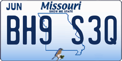 MO license plate BH9S3Q