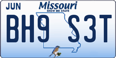 MO license plate BH9S3T