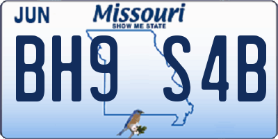MO license plate BH9S4B