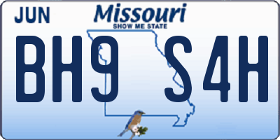 MO license plate BH9S4H