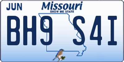 MO license plate BH9S4I