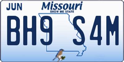 MO license plate BH9S4M