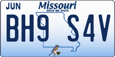 MO license plate BH9S4V