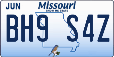 MO license plate BH9S4Z
