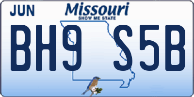 MO license plate BH9S5B