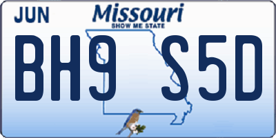 MO license plate BH9S5D